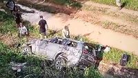 Laka Tunggal Di Tol Lampung, Pajero Terperosok Ke Jurang