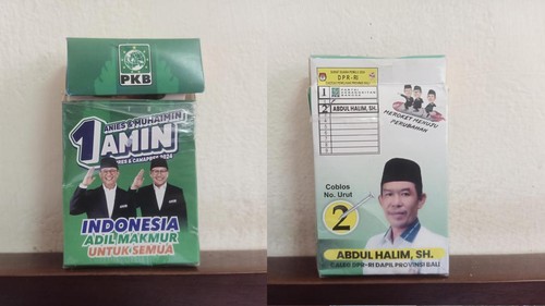 Rokok bergambar calon presiden (capres) nomor urut 1 Anies Baswedan-Muhaimin Iskandar (AMIN) dan calon legislatif (caleg) DPRD Bali beredar di Jembrana, Bali. (I Putu Adi Budiastrawan/detikBali)