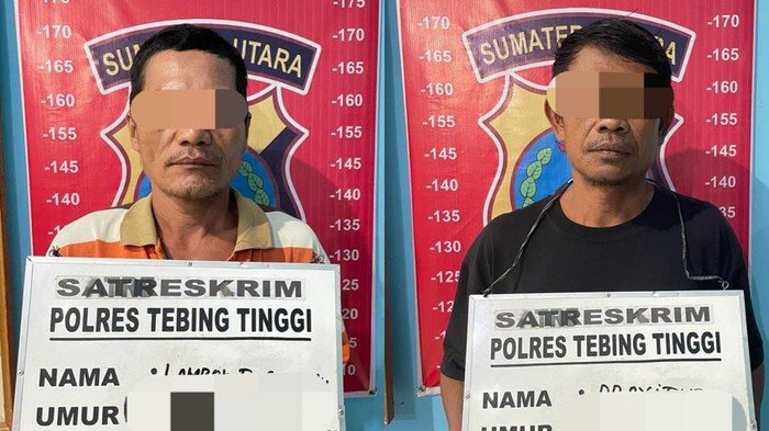 Dua pelaku penganiayaan remaja di Tebing Tinggi. (Dok. Polres Tebing Tinggi)