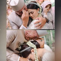 Dari foto yang dibagikan terlihat pernikahan Kayess dan Celiboy juga diliputi dengan tangis haru bahagia. Terutama saat momen sungkem kepada orangtua. Foto: Instagram/@ewkharis