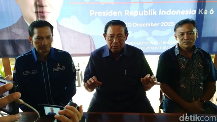 Ketua Majelis Tinggi Partai Demokrat, Susilo Bambang Yudhoyono (SBY) di Banyumas, Rabu (20/12/2023).