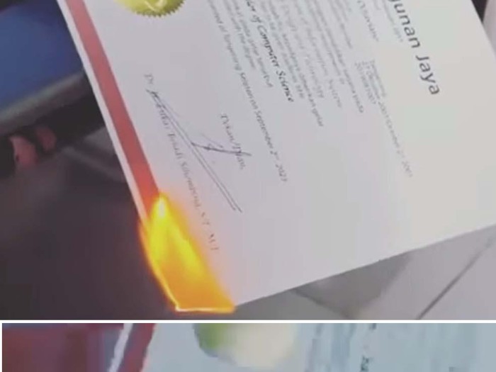 Postingan pacar yang membakar ijazah, viral di media sosial