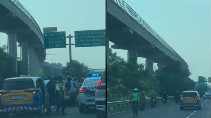 rombongan pemotor masuk Tol Jagorawi.