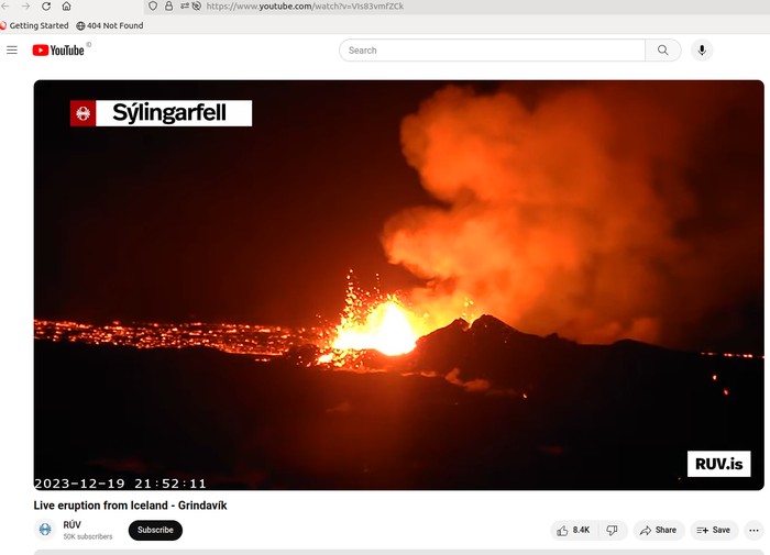 Siaran langsung erupsi di Islandia