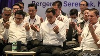 Anies-Cak Imin menghadiri konsolidasi Timnas AMIN di Hotel Aryaduta, Jakarta Pusat, Kamis (21/12/2023).