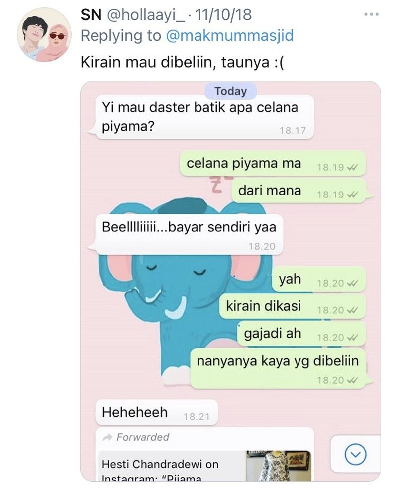 Chat kocak anak dan orangtua ini bikin yang membacanya jadi kangen dengan emak dan bapak. Sudah bilang 'i love you' belum ke mereka hari ini?
