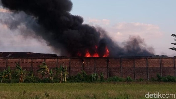 Kebakaran gudang minyak jelantah di Delanggu, Klaten, Jumat (22/12/2023).