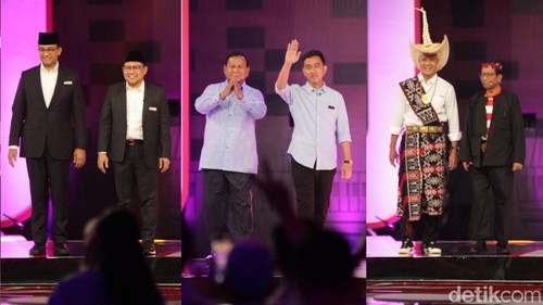 Kostum Khas Capres-Cawapres di Debat Kedua Pilpres 2024