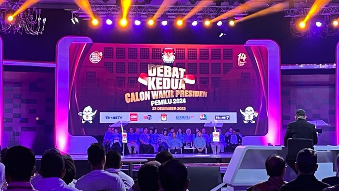 Penampakan podium di panggung debat cawapres (Anggi/detikcom)