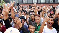 Ganjar disambut antusias oleh warga Majalengka. 