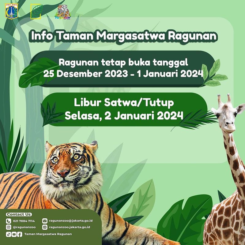 Info jam operasional Ragunan masa libur Nataltu 2023/2024