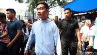 Gibran tiba di Pasar Minggu, Jakarta Selatan, Sabtu (23/12/2023).