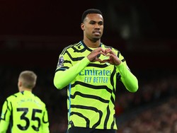Tribuna melansir lima pemain terbaik Arsenal musim 2023/2024. di tempat kelima, ada bek tengah ada Gabriel Magalhaes yang catatkan rata-rata tiga sapuan dan dua kali menangi duel per laga (Reuters)