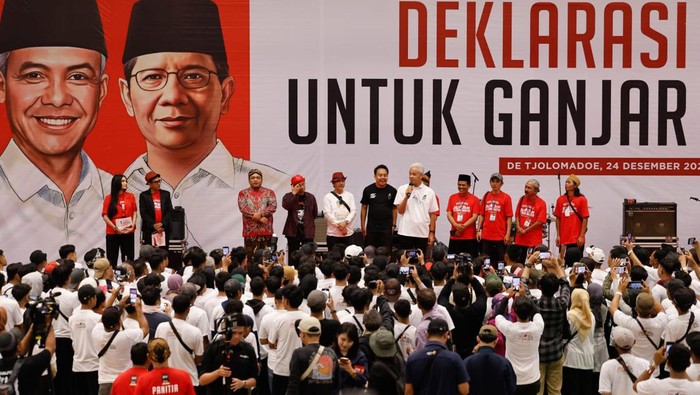 Ganjar Pranowo hadiri deklarasi dukungan dari pesilat di Solo (Wildan/detikcom)