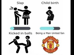Meme soal betapa menyakitkannya jadi fans MU saat ini. Foto: dok. Internet/X (Twitter)