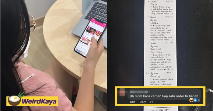 Pembeli Beri Catatan Pesanan Makanan Panjang Seperti Cerpen