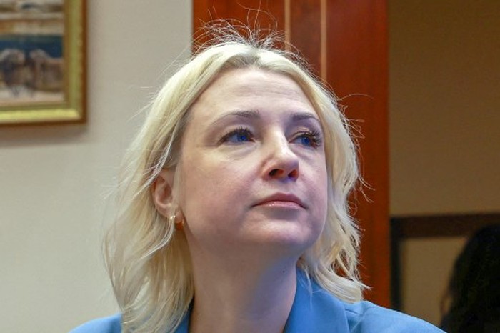Yekaterina Duntsova, a 40-year-old independent politician who declared her intention to run in the 2024 presidential election, attends a meeting at the Central Election Commission in Moscow on December 23, 2023. Russias Central Electoral Commission on December 23, 2023, rejected an application by Yekaterina Duntsova, a candidate calling for peace to stand in next years presidential elections. (Photo by Arden Arkman / AFP)