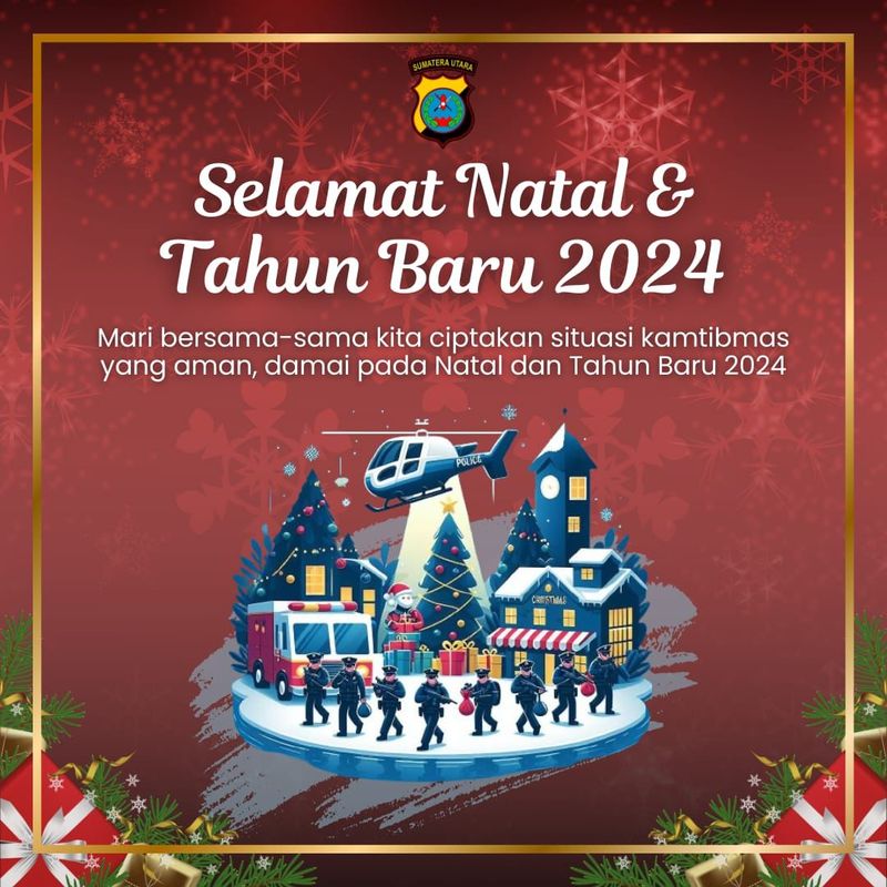 Ucapan selamat Natal dan Tahun Baru dari Polda Sumut. (Istimewa)