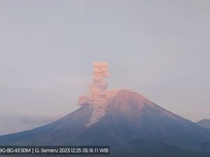 Gunung Semeru Erupsi Disertai Awan Panas Setinggi 1 Kilometer