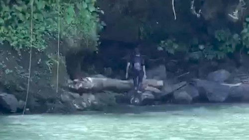 Lokasi seorang pemuda tenggelam di Air Terjun Sendalem, Lombok Barat, Selasa (26/12/2023).