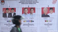 Tak ketinggalan ketiga pasangan calon Presiden dan Wakil Presiden turut dihadirkan.