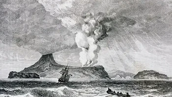 Tsunami Krakatau adalah salah satu tsunami paling terkenal sepanjang sejarah. Hal ini disebabkan oleh letusan gunung berapi Krakatau di Indonesia pada tahun 1883, yang merupakan salah satu letusan gunung berapi terkuat yang pernah tercatat dalam sejarah. Tsunami yang diakibatkannya menewaskan lebih dari 36.000 orang di wilayah sekitarnya, dengan gelombang setinggi 120 kaki (37 meter). Tsunami menyebar melintasi Samudera Hindia dan bahkan teramati hingga Afrika Selatan dan Australia. Letusan dan tsunami juga memberikan dampak yang signifikan terhadap iklim bumi sehingga menyebabkan penurunan suhu global selama beberapa tahun. Foto: Geologyscience