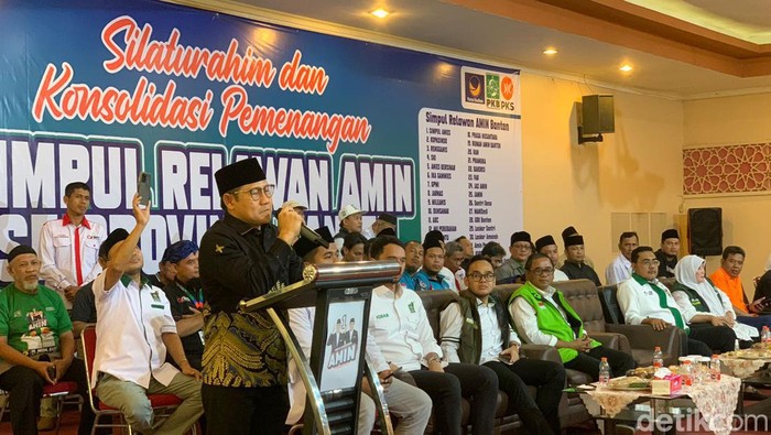 Cawapres nomor urut 1 Muhaimin Iskandar atau Cak Imin. (Fadil/detikcom)