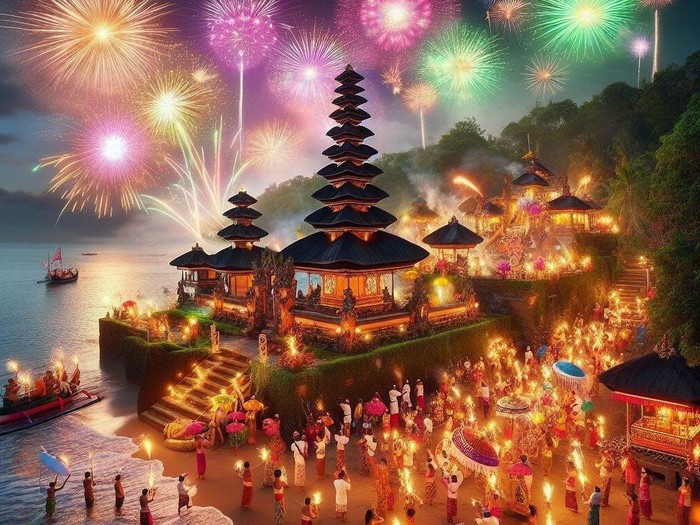 Contoh ucapan selamat tahun baru 2024 dalam bahasa Indonesia dan Inggris. (Ilustrasi ini memanfaatkan bantuan alat sumber terbuka AI, Bing)