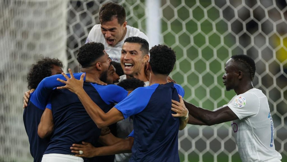 Cristiano Ronaldo merayakan golnya. Foto: AFP/-