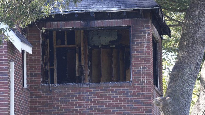 Damage resulting from an overnight fire at a home Beyonce used to live in as a child is shown on Monday, Dec. 25, 2023 in Houston. Beyoncé's childhood home in Houston's Riverside Terrace neighborhood caught fire early Christmas morning shortly after 2 a.m. The star's family bought the house in 1982 and lived there until Beyoncé was around 5 years old. 