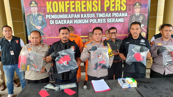 Konferensi pers di Polres Serang (Bahtiar/detikcom)
