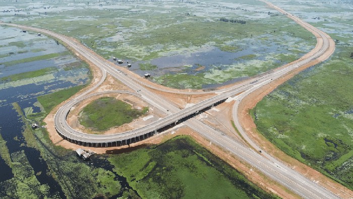 Penampakan jalan tol Kayuagung-Palembang-Betung.