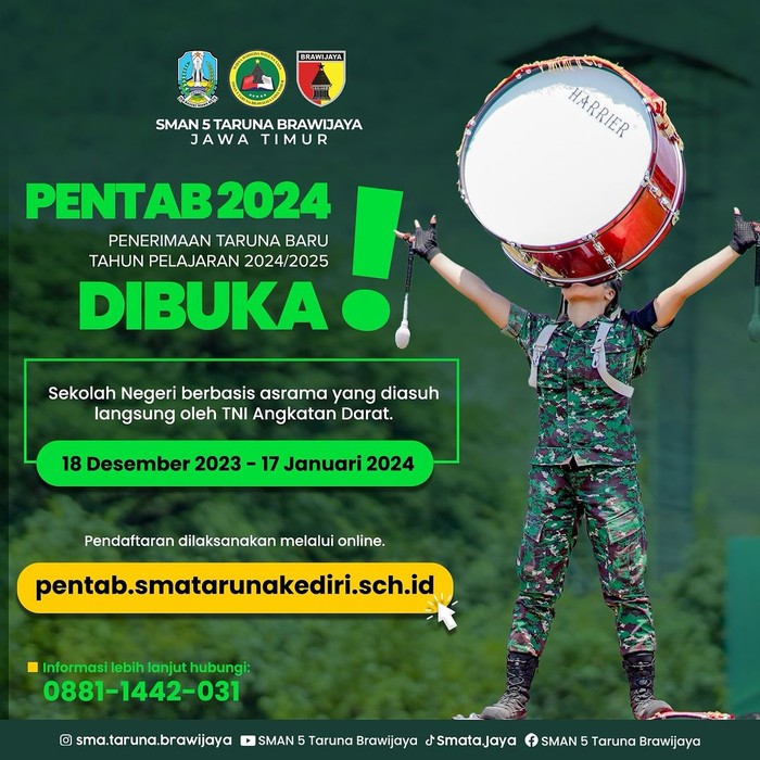 Penerimaan taruna baru 2024 SMAN 5 Taruna Brawijaya