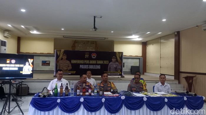 Rilis akhir tahun Polres Buleleng yang diselenggarakan di Gedung Anantha Wijaya Polres Buleleng, Rabu (27/12/2023).