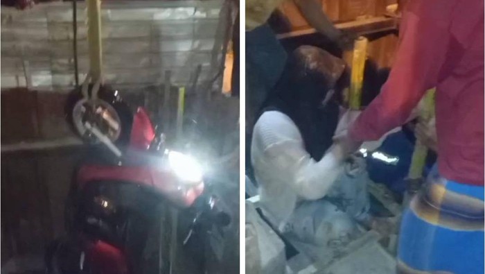 Wanita terperosok ke lubang IPAL di Kota Jambi usai mengejar jambret HP.