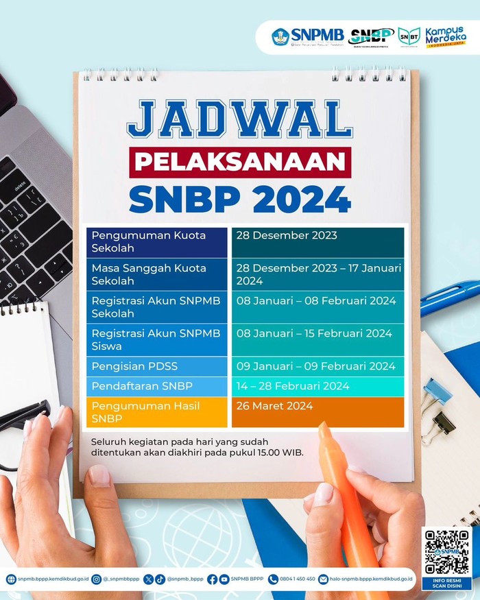 Informasi jadwal pelaksanaan SNBP 2024.