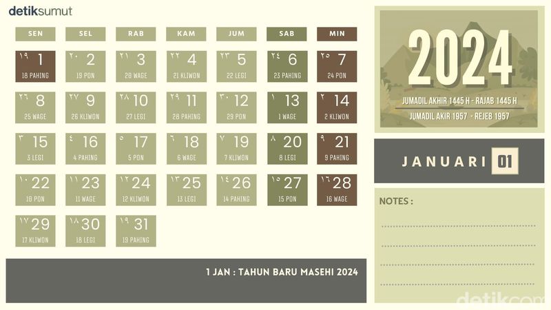 Kalender Januari 2024