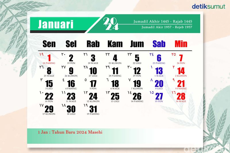 Kalender Januari 2024