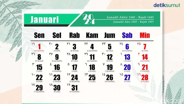 Kalender Januari 2024