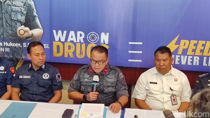 Konferensi pers akhir tahun BNNP Bali, Kamis (28/12/2023). (I Wayan Sui Suadnyana/detikBali)