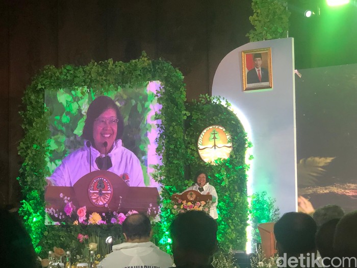 Menteri LHK dalam Refleksi Akhir Tahun 2023. (Damaris Fanuelle Kurnia Candra/detikcom)