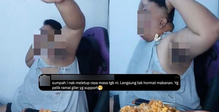 Jijik! Konten Kreator Mukbang Pamer Ketiak Saat Makan, Dikecam Netizen