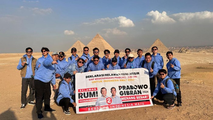 Relawan untuk Majukan Indonesia (RUMI) Mesir menyatakan dukungannya ke Prabowo-Gibran.  (dok.ist)