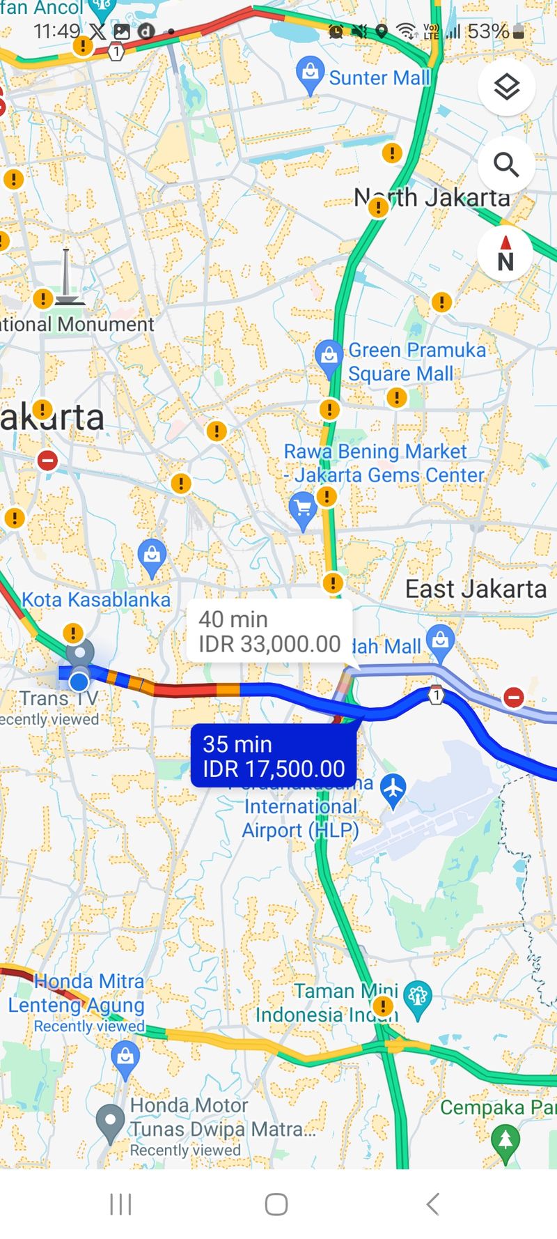 Lewat Googl Maps, pengendara dapat mengetahui besaran tarif tol.