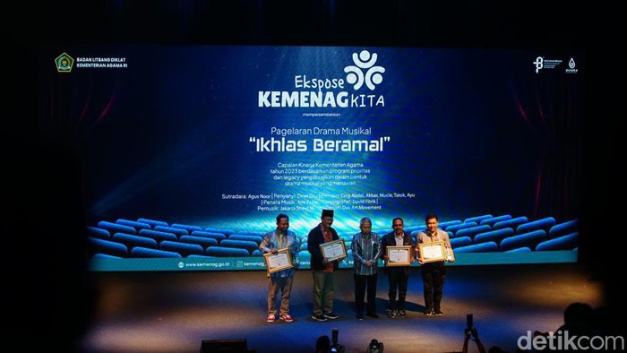 Balitbang dan Diklat Kemenag gelar drama musikal Ikhlas Beramal di Pusat Perfilman H. Usmar Ismail, Kuningan, Jakarta Selatan, Kamis (28/12/2023).