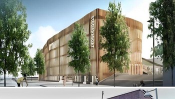 Stadsberge, Piteå, Swedia. Meskipun ini adalah garasi parkir, namun desain ilustrasinya justru menunjukkan lingkungan yang bebas mobil dengan banyak pengendara sepeda dan pejalan kaki. Foto: Boredpanda