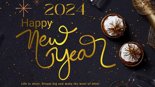 Kartu Ucapan Tahun Baru 2024 Bahasa Inggris Unik