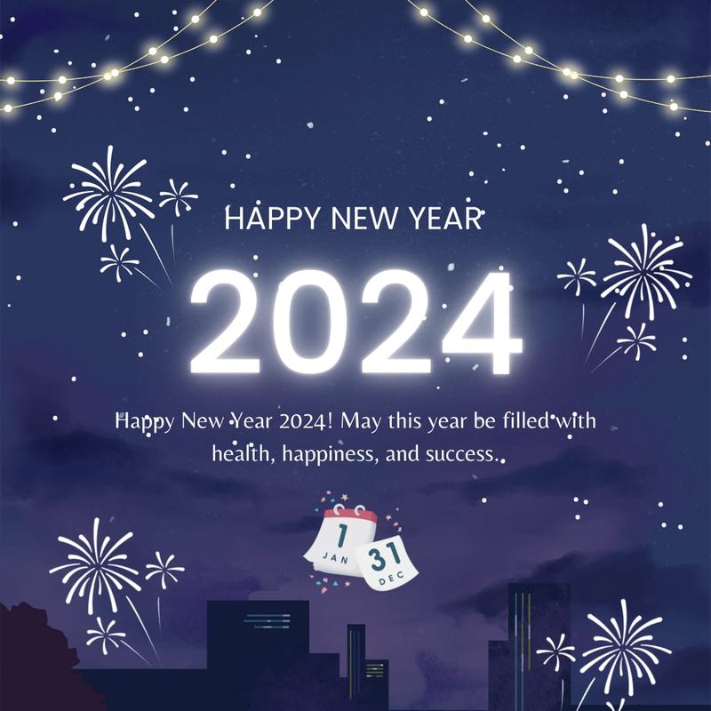 Kartu Ucapan Tahun Baru 2024 Bahasa Inggris Unik