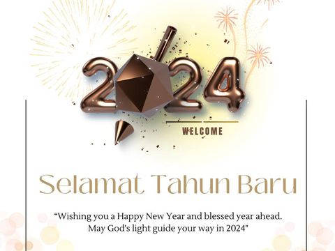 Kartu Ucapan Tahun Baru 2024 Bahasa Inggris Unik