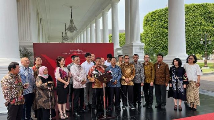 Para pengusaha kayu usai bertemu Jokowi di Istana (Eva/detikcom)
